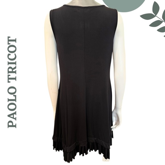 Paolo Tricot Pleated Hem Sleeveless Tunic & Ruched Leggings Set Black | Size S - Picture 4 of 9